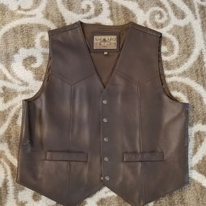 Men's Brown Leather Vest 2XL